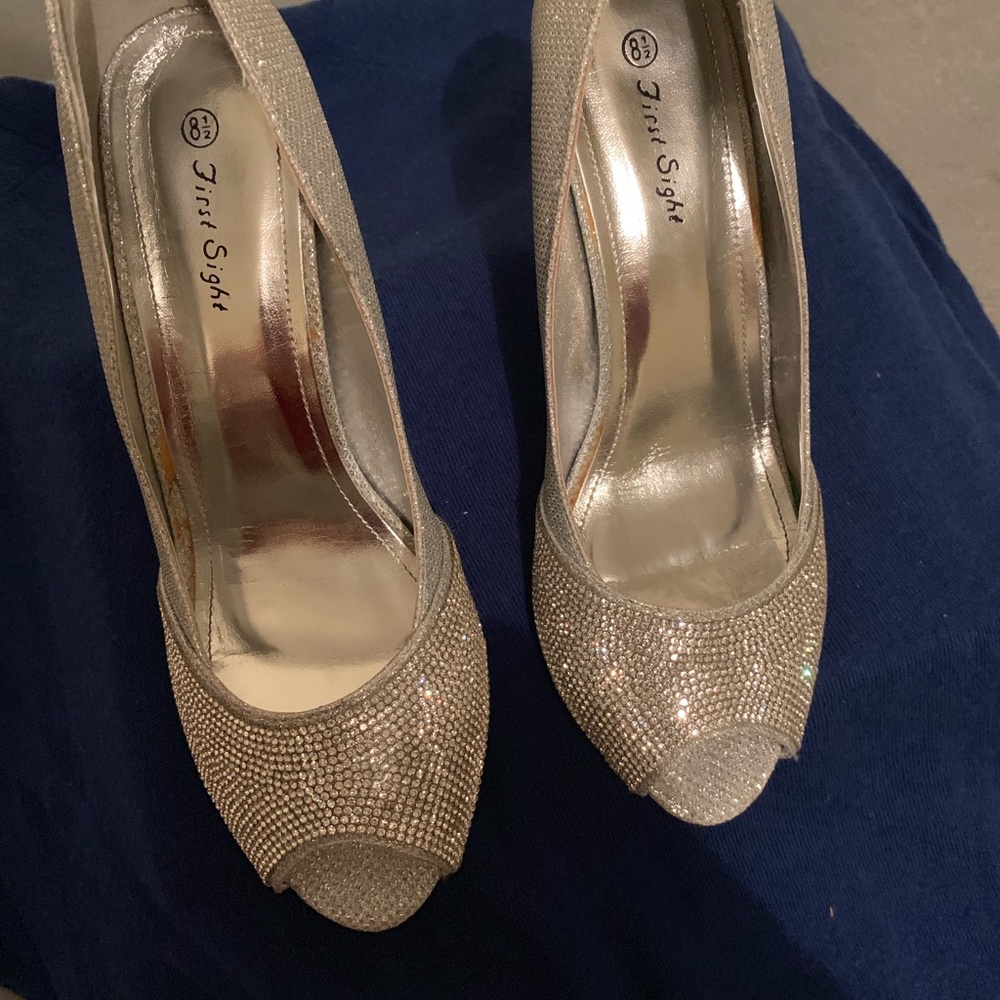 Silver shoes open toe size 8 1/2
